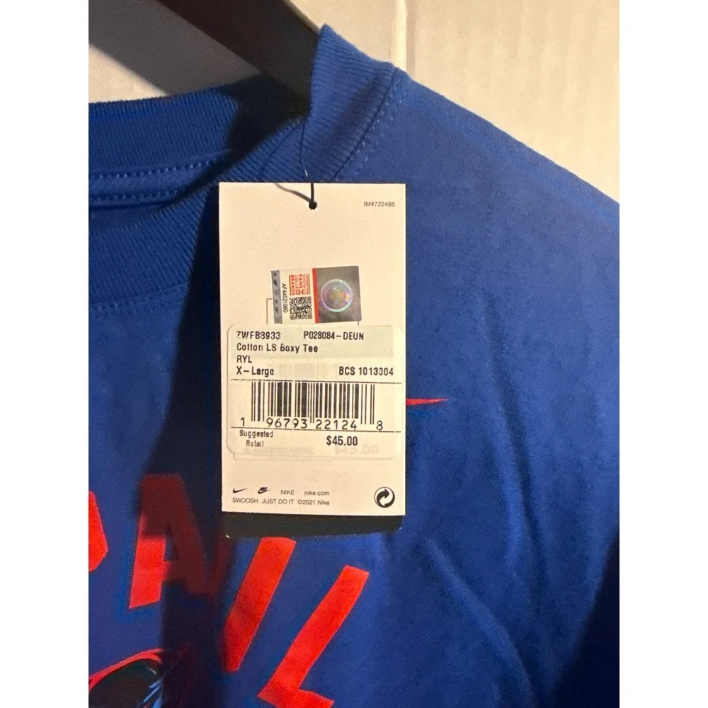 Nike DePaul Blue Demons Long Sleeve Boxy Tee Royal Blue Women XL‎ 7WFB3933